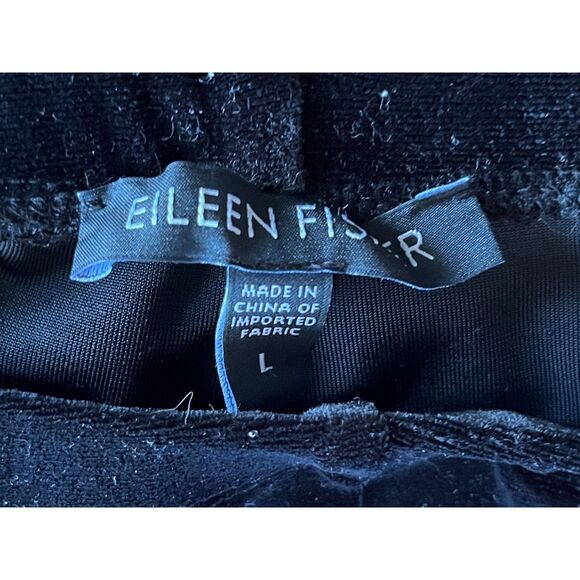 EILEEN FISHER Black Velvet Pants Trousers   Women's Size Large - Picture 3 of 9